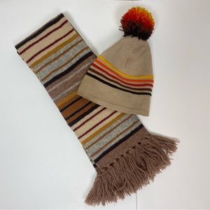 Vintage Wool Knit Beanie and Scarf